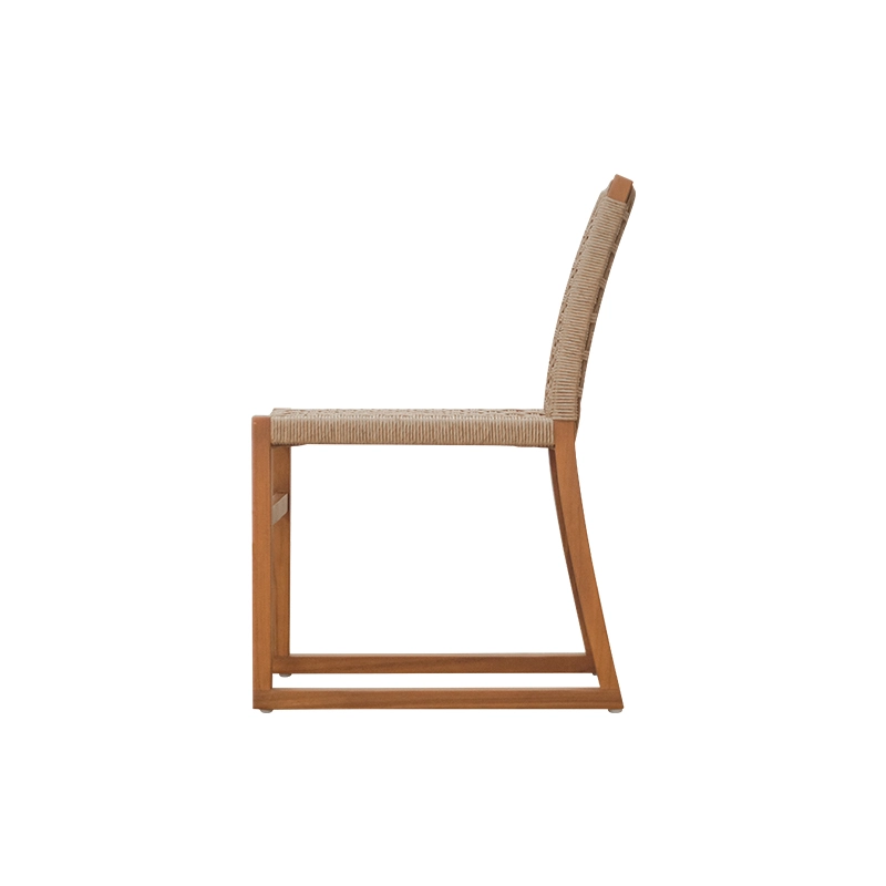Scandinavian Soga Dining Chair with a natural wooden frame and woven rope seat.
